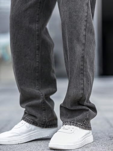 M Q Denim Jeans Men's Regular Fit 100% Charcoal Black Cotton Jeans | Soft, Durable Denim | Mid Rise Casual Stylish Comfort Wear for Daily Use