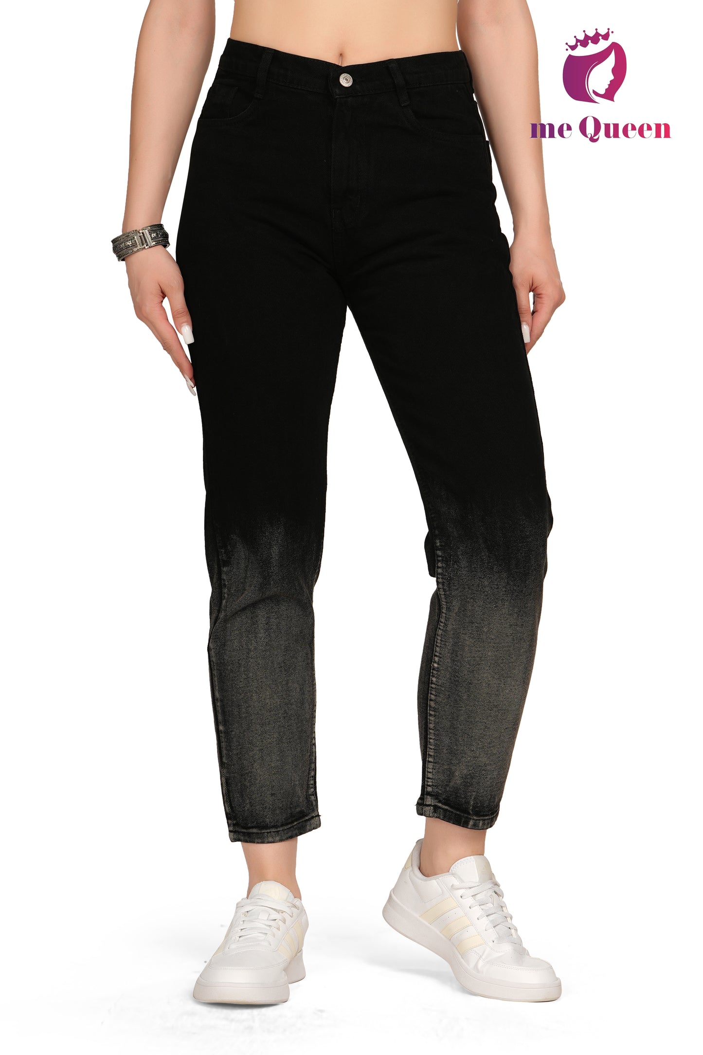 MeQueen Women's Relaxed Fit Black Jeans