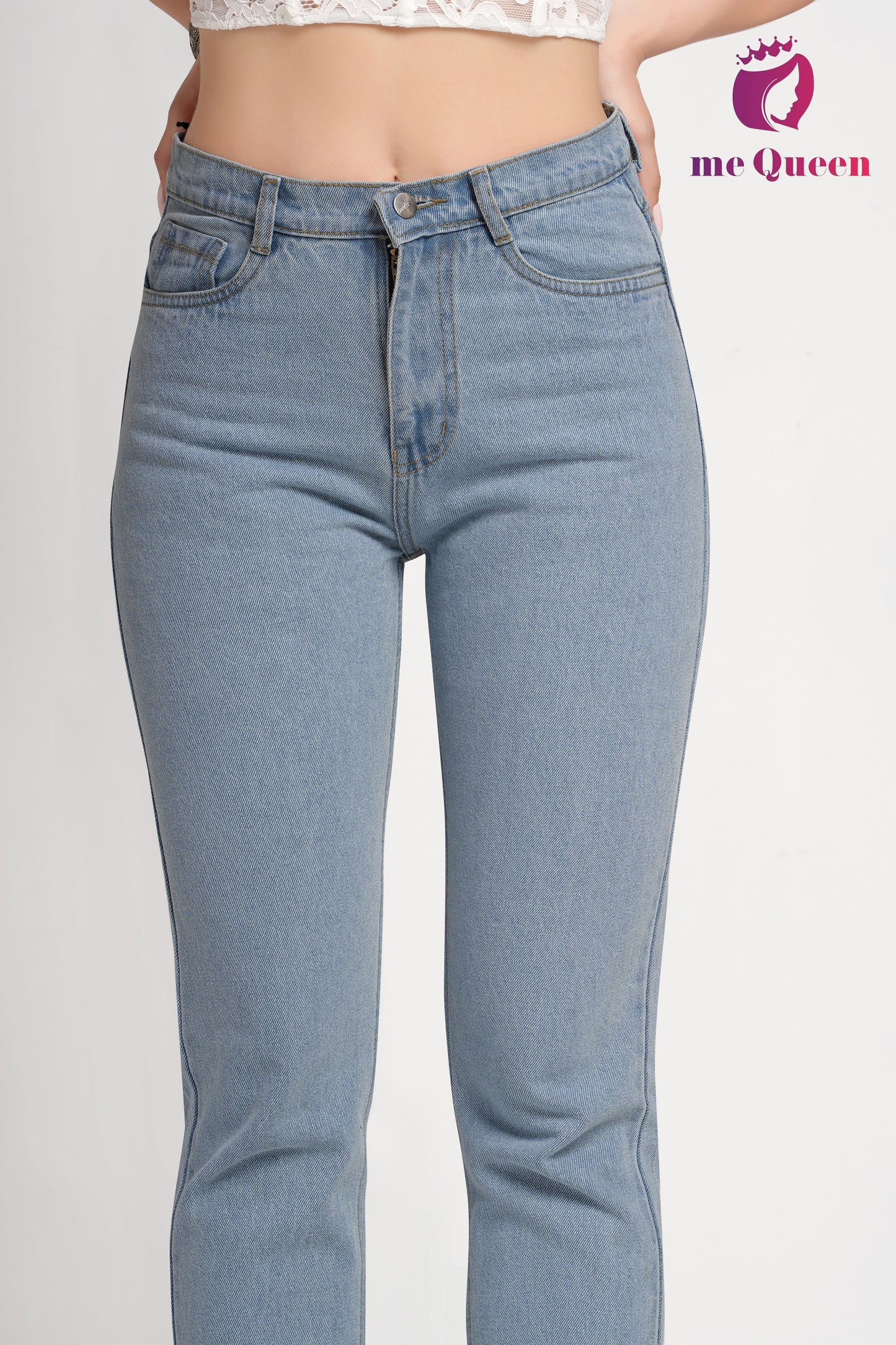 MeQueen Women's Cool Gray Fit Denim Jeans