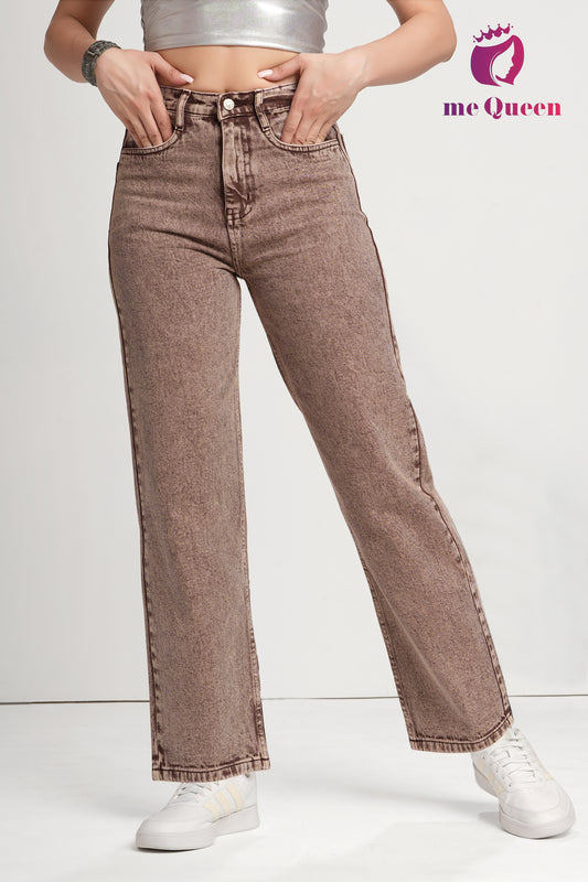MeQueen Women's Rose Taupe Loose Fit Denim Jeans