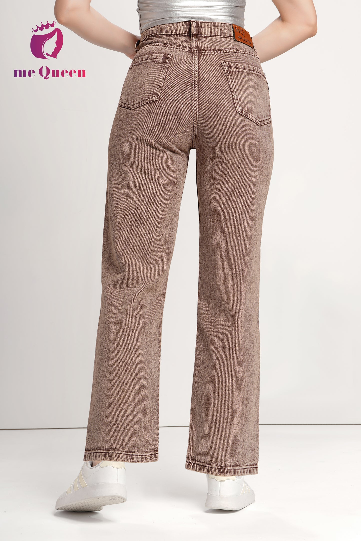 MeQueen Women's Rose Taupe Loose Fit Denim Jeans