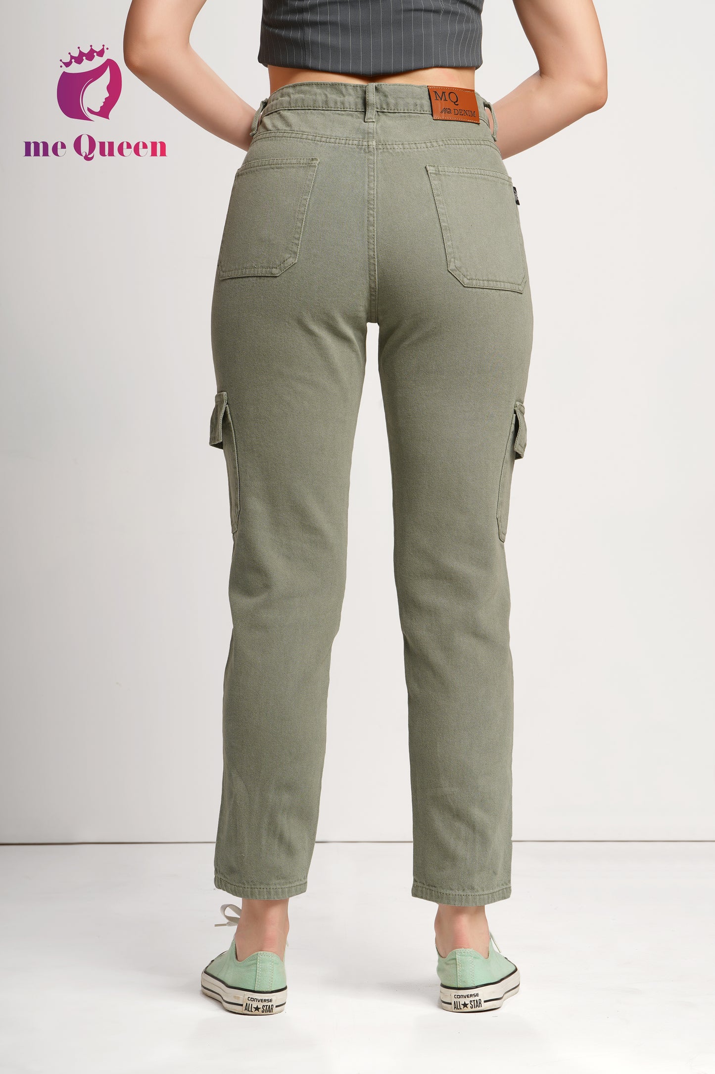 MeQueen Women's Olive Drab Fit Denim Jeans with Handy Pockets