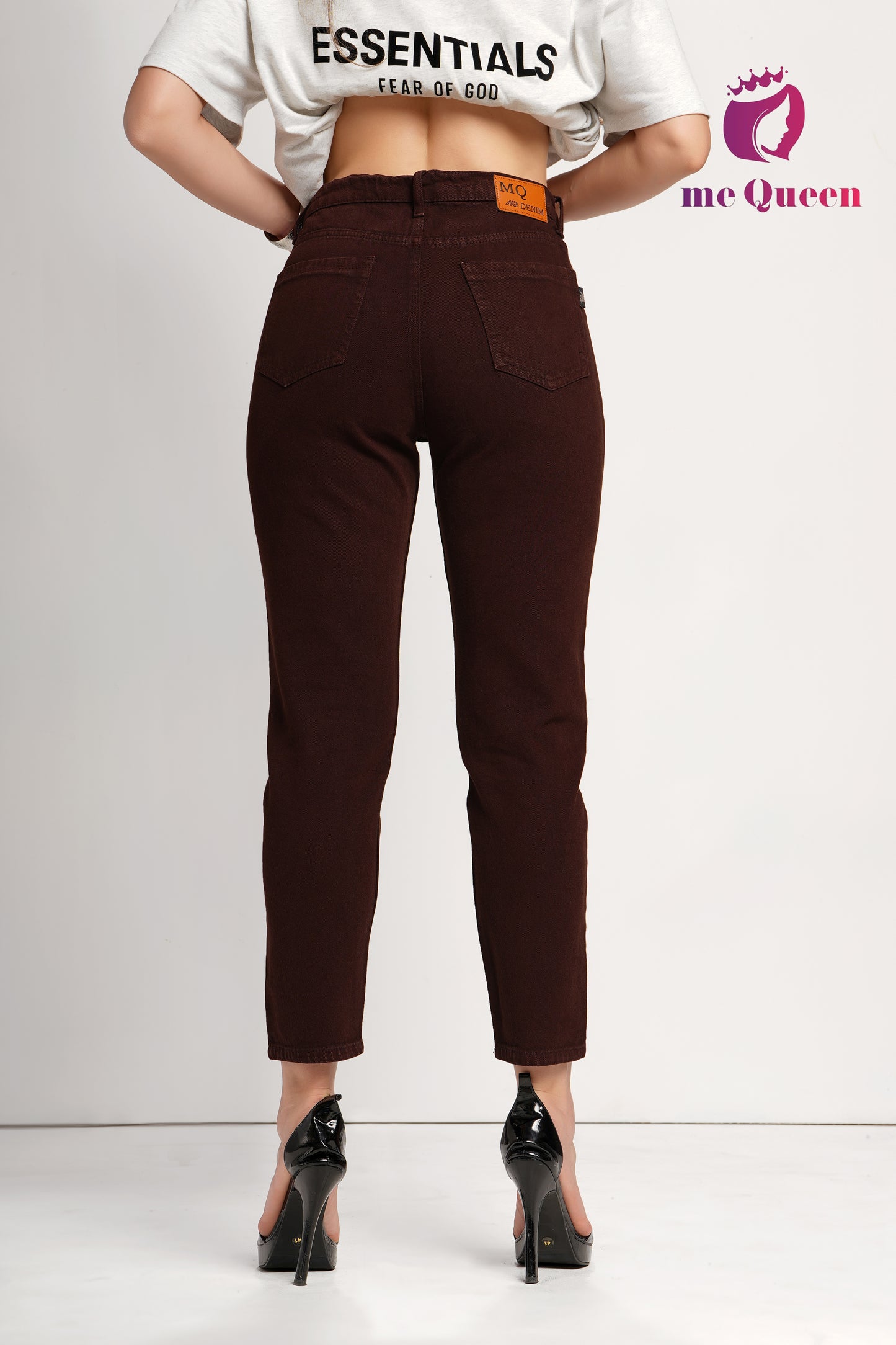MeQueen Women's Dark brown Fit Denim Jeans