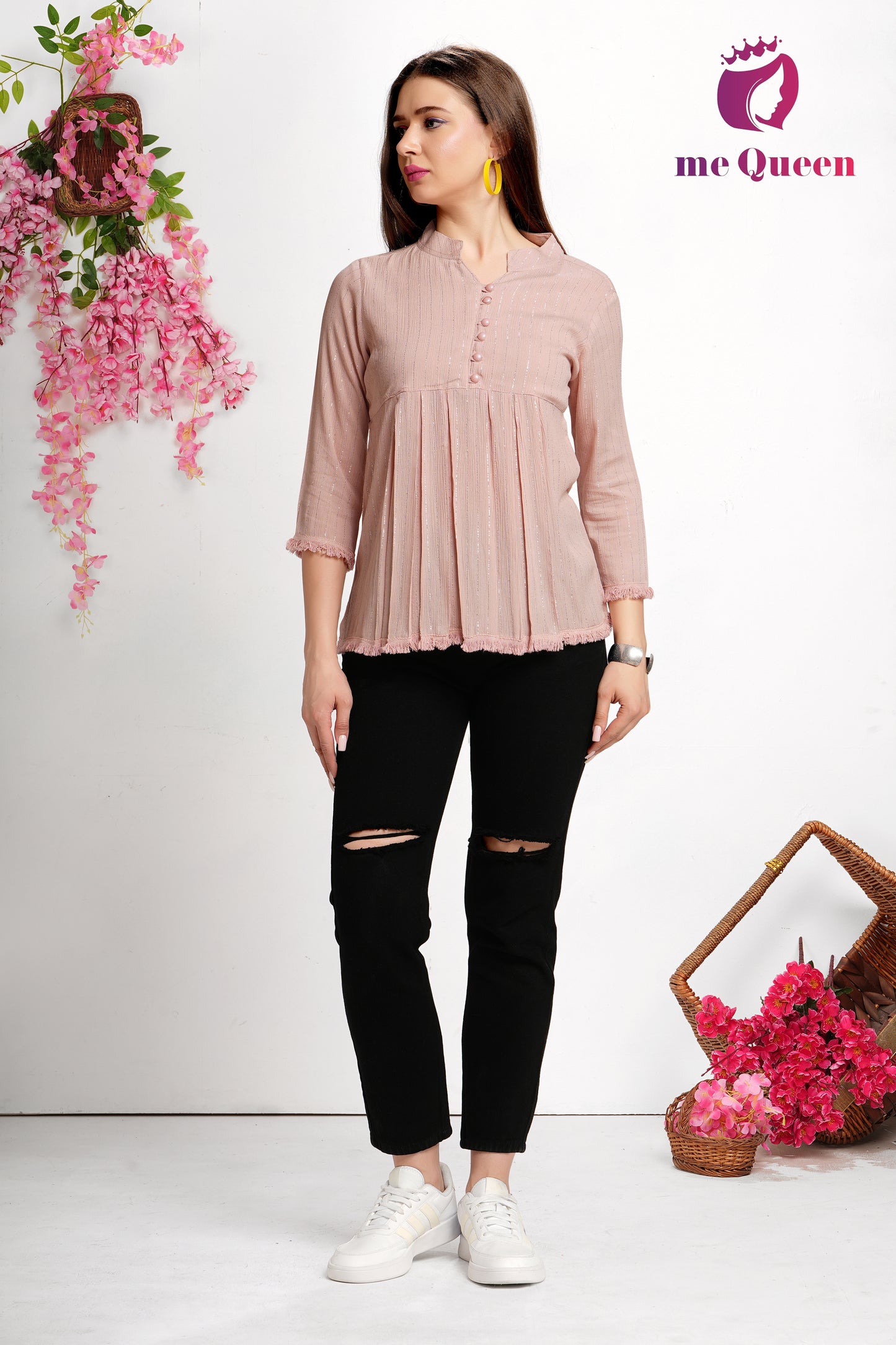 MeQueen Women's Pastel Pink Top