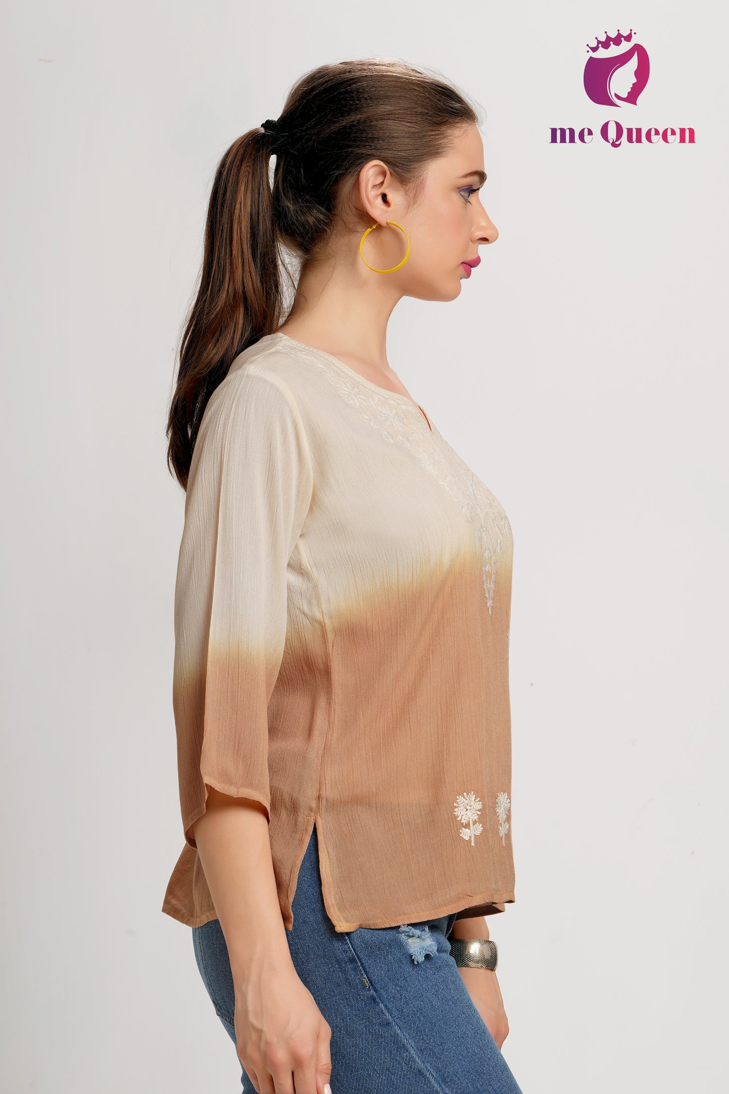 MeQueen's Ombre Top with Delicate Embroidery