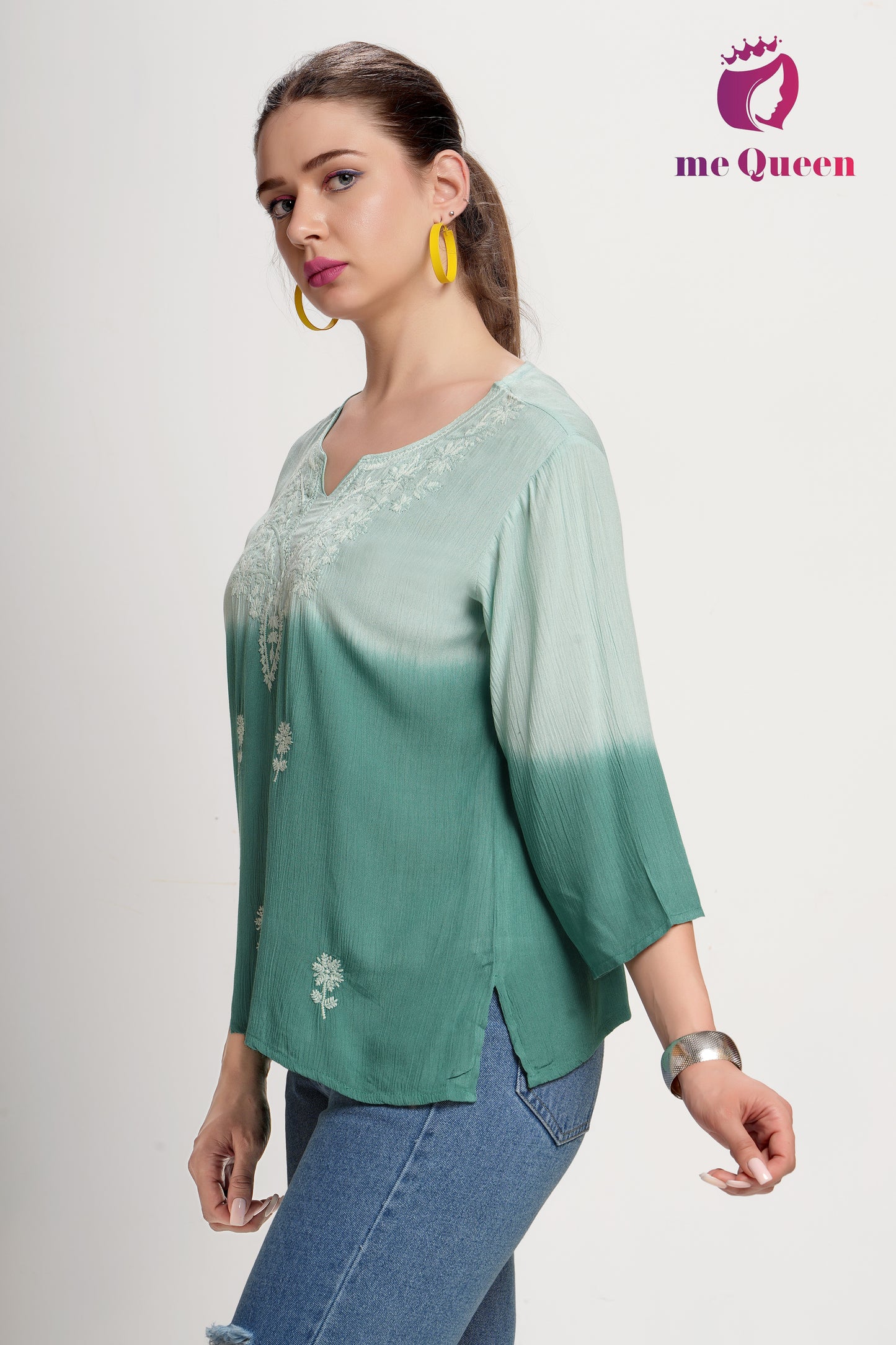 MeQueen's Green Ombre: A Touch of Delicate Embroidery