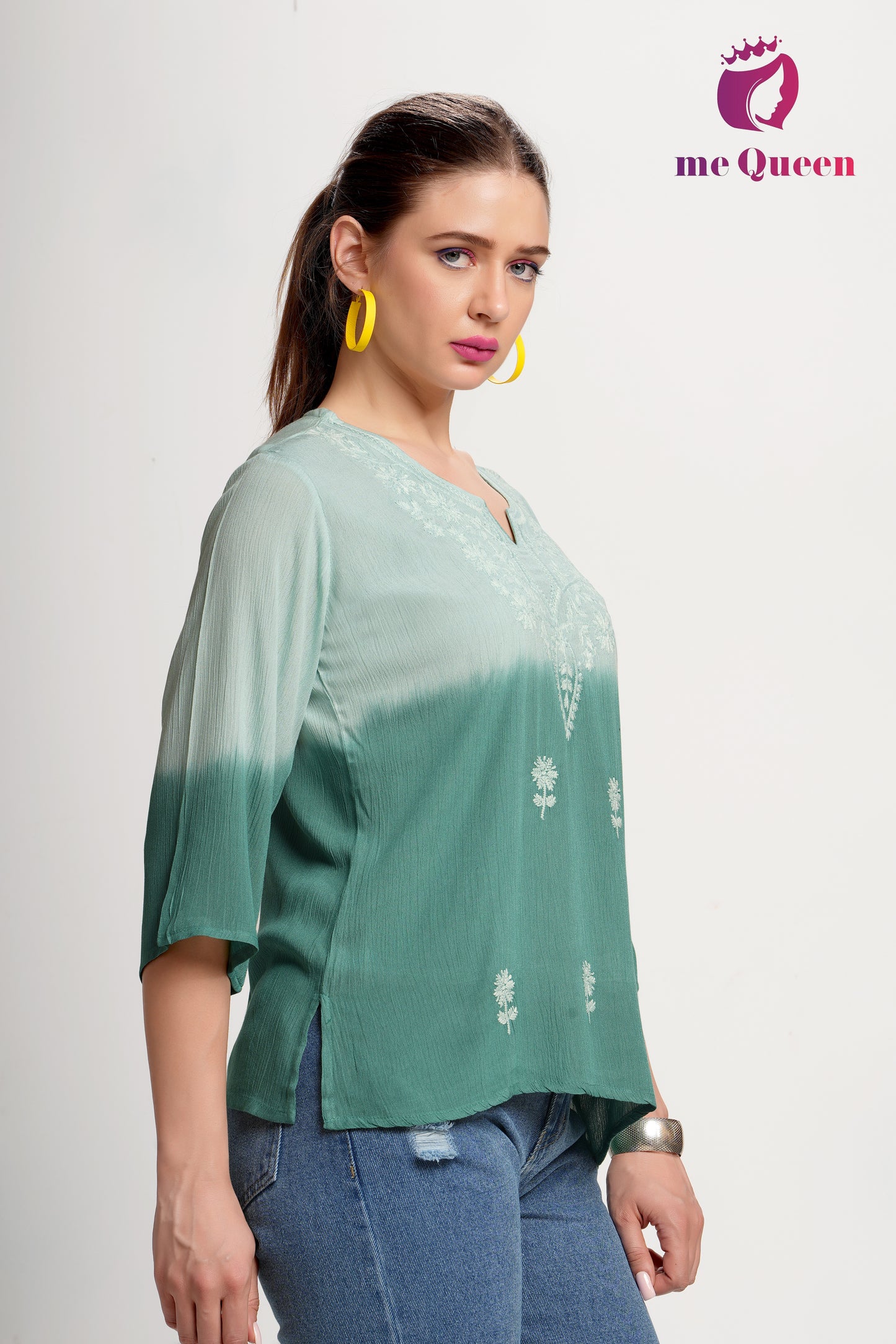 MeQueen's Green Ombre: A Touch of Delicate Embroidery