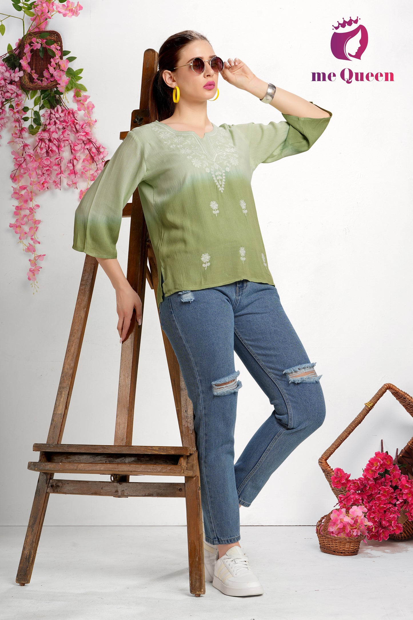 MeQueen's Olive Dab Green Ombre: A Touch of Delicate Embroidery