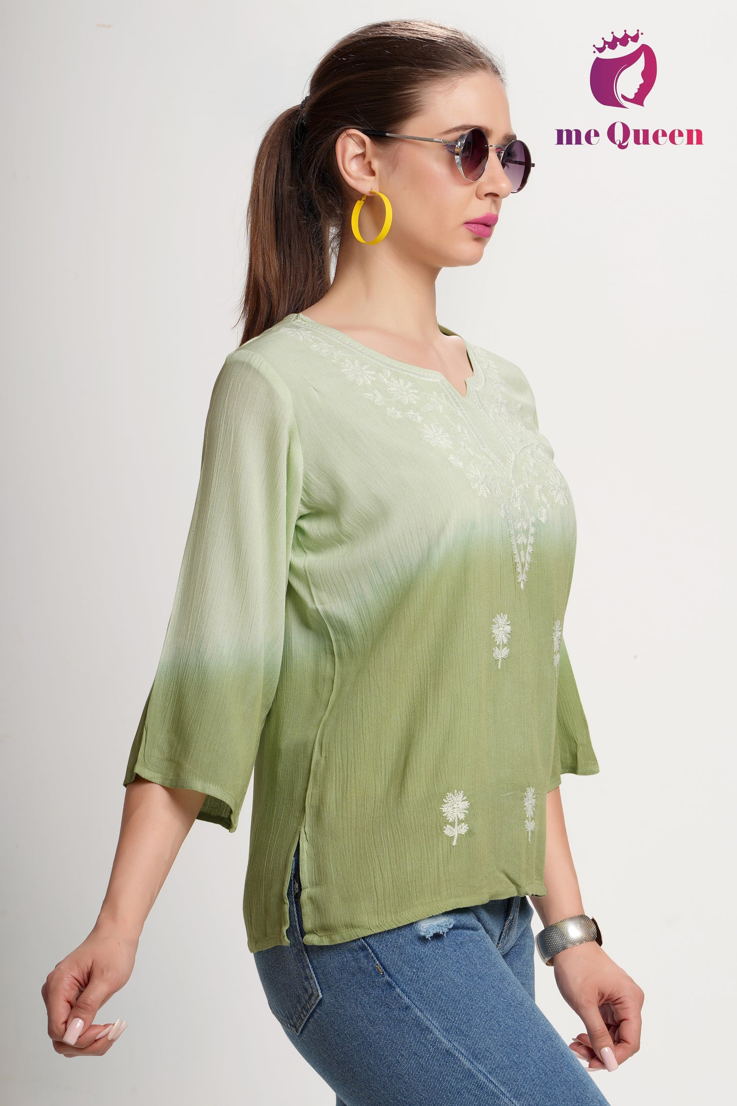 MeQueen's Olive Dab Green Ombre: A Touch of Delicate Embroidery