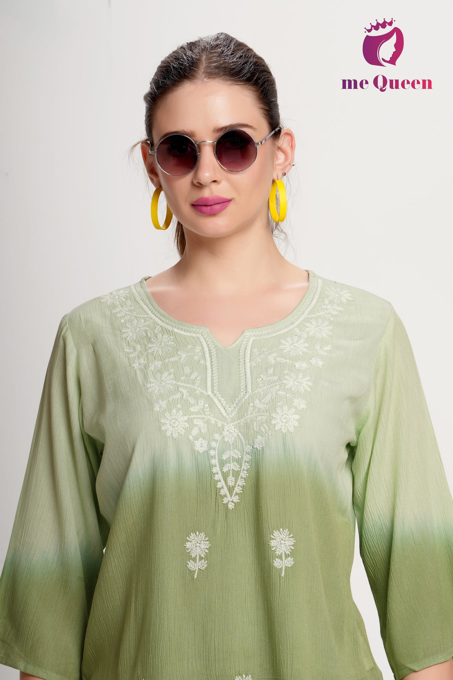 MeQueen's Olive Dab Green Ombre: A Touch of Delicate Embroidery