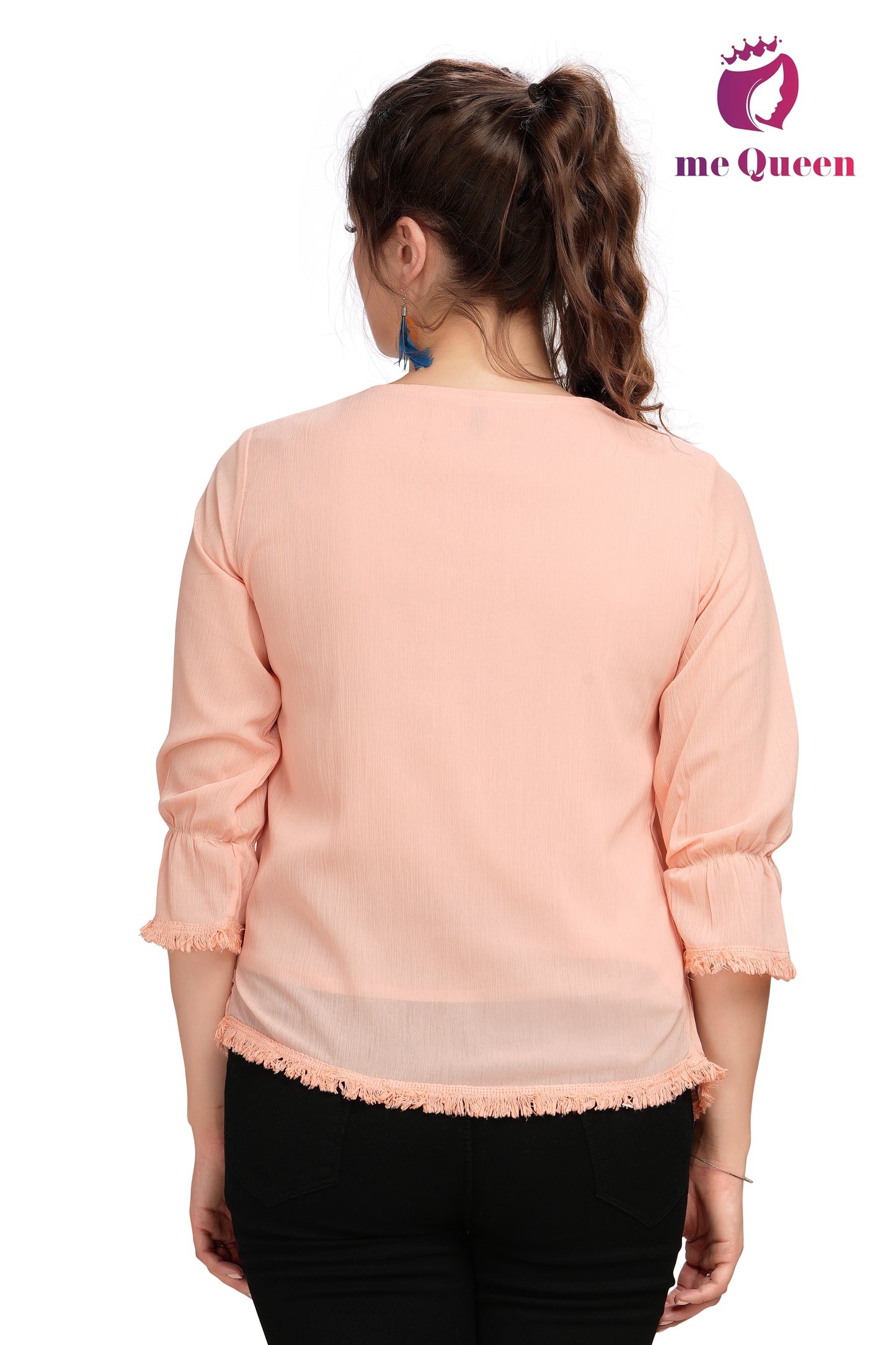 MeQueen Party Embroidered Women Pink Top