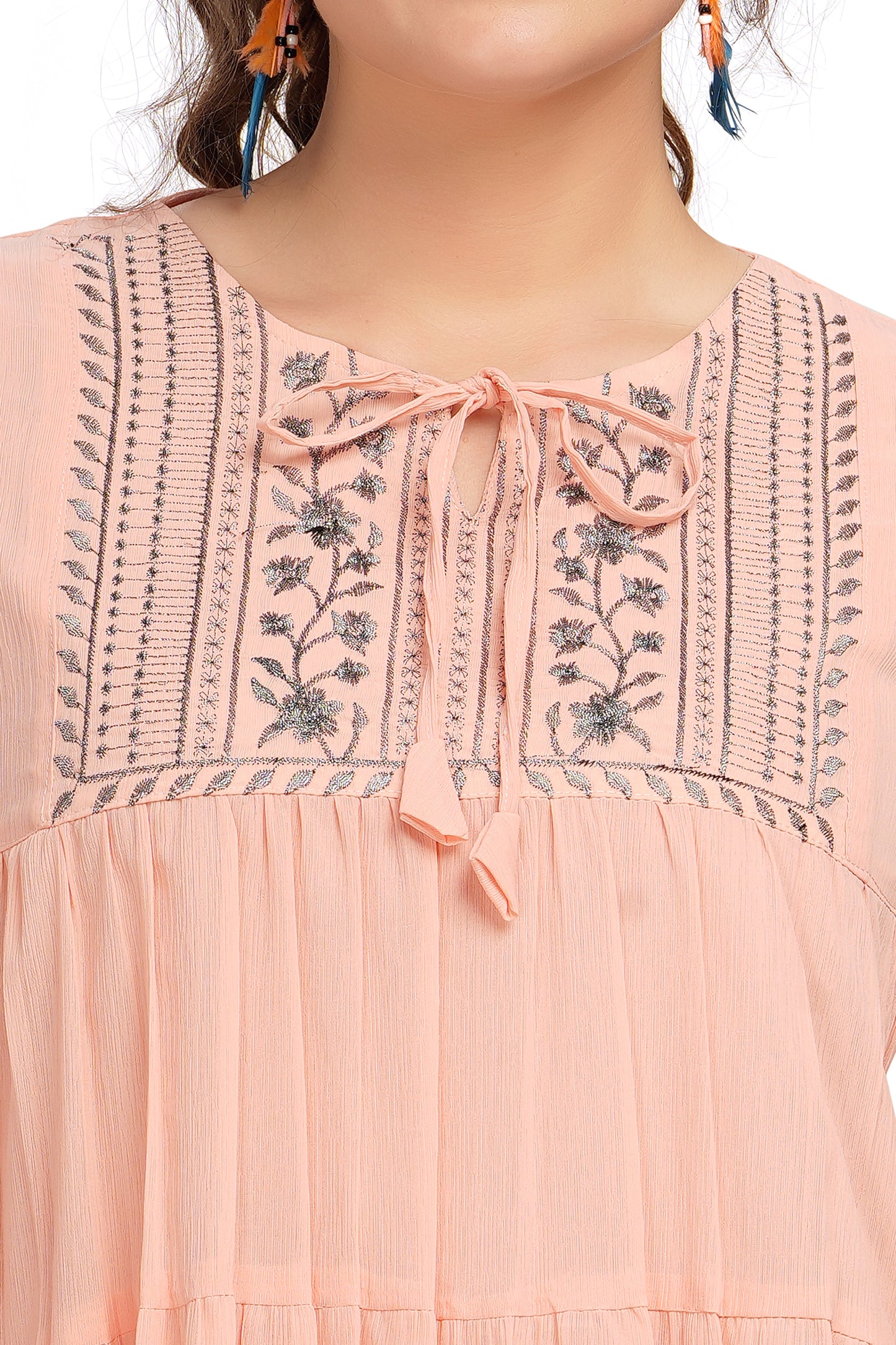 MeQueen Party Embroidered Women Pink Top