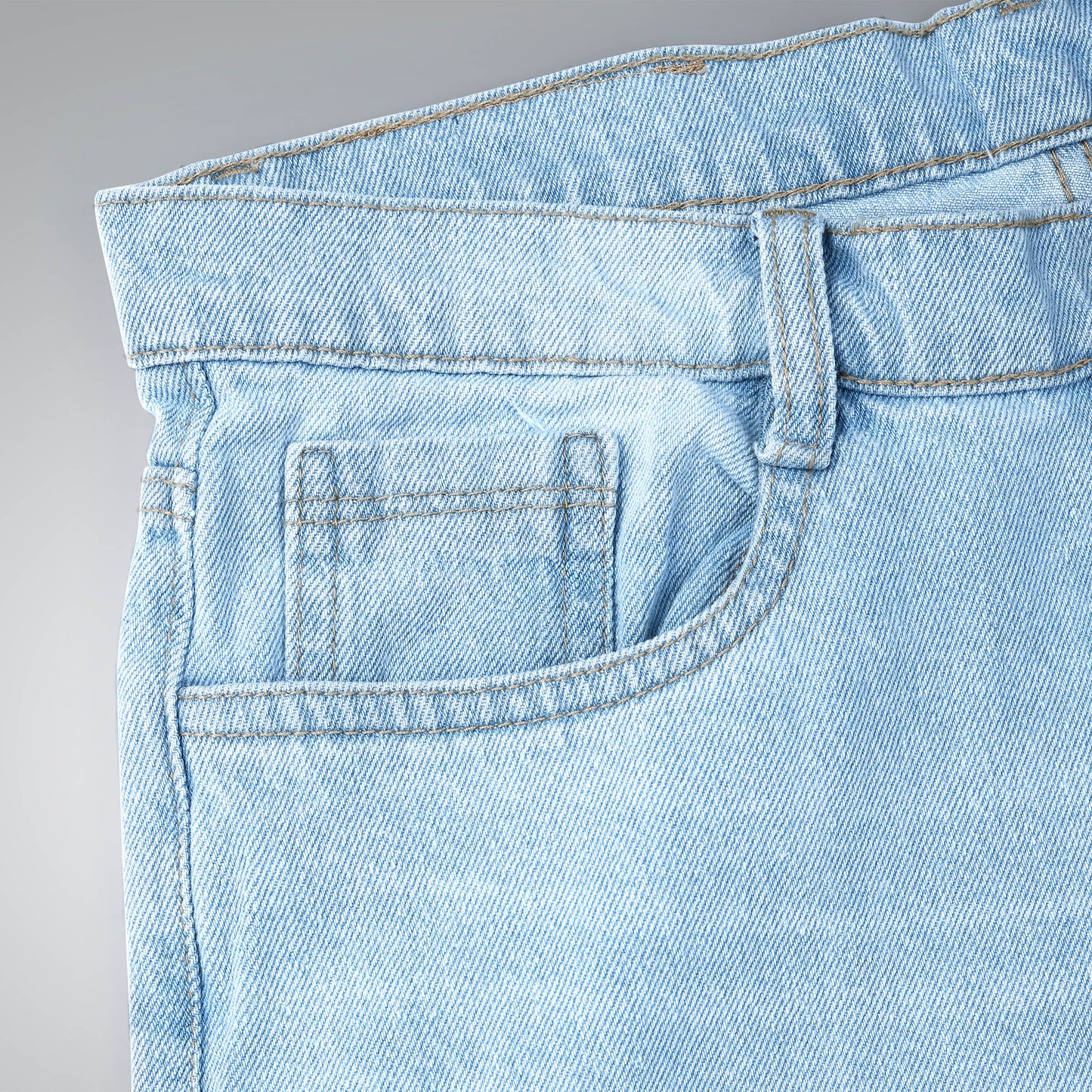 MQ Denim Knee Slit Distressed Sky Blue Loose Fit Relaxed Non-Stretchable 100% Cotton Mid Rise Men's Jeans