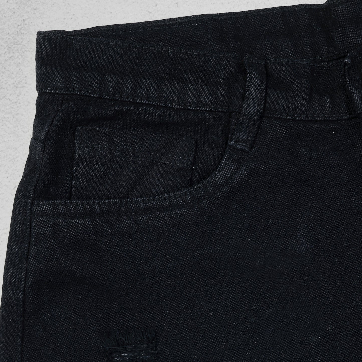 MQ Denim Non-Stretchable Black Straight Fit Knee Ripped Distressed Stylish Mid Rise Pure Cotton Fabric Men's Jeans Offered in Various Shades