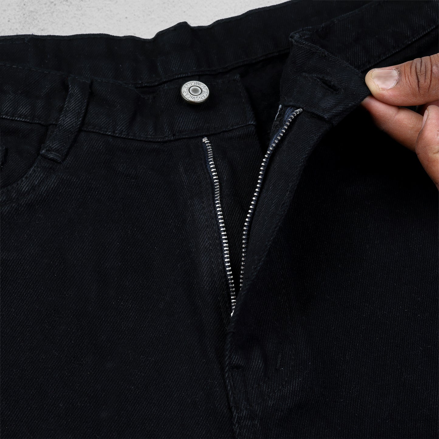 MQ Denim Non-Stretchable Black Straight Fit Knee Ripped Distressed Stylish Mid Rise Pure Cotton Fabric Men's Jeans Offered in Various Shades
