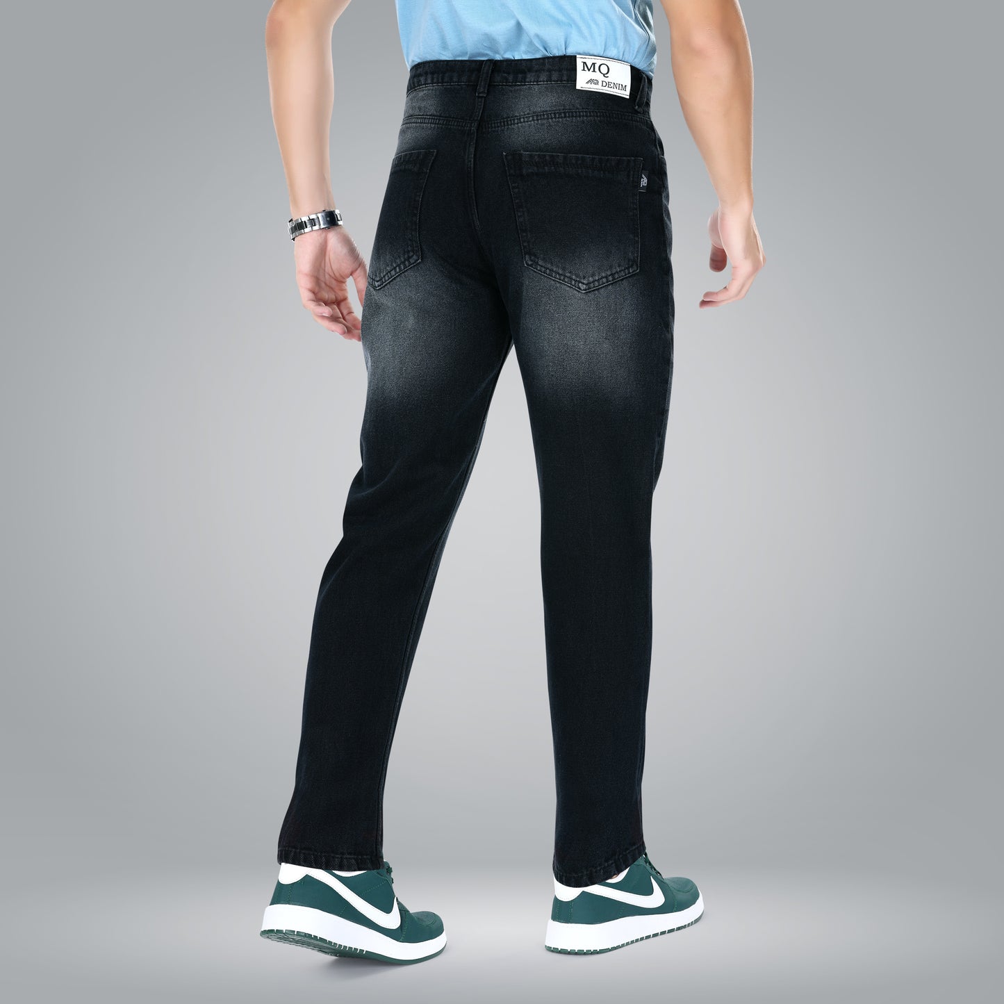 MQ Denim Non Stretchable Black Mid Rise Cotton Simple Style Timeless Casual wear Men Jeans