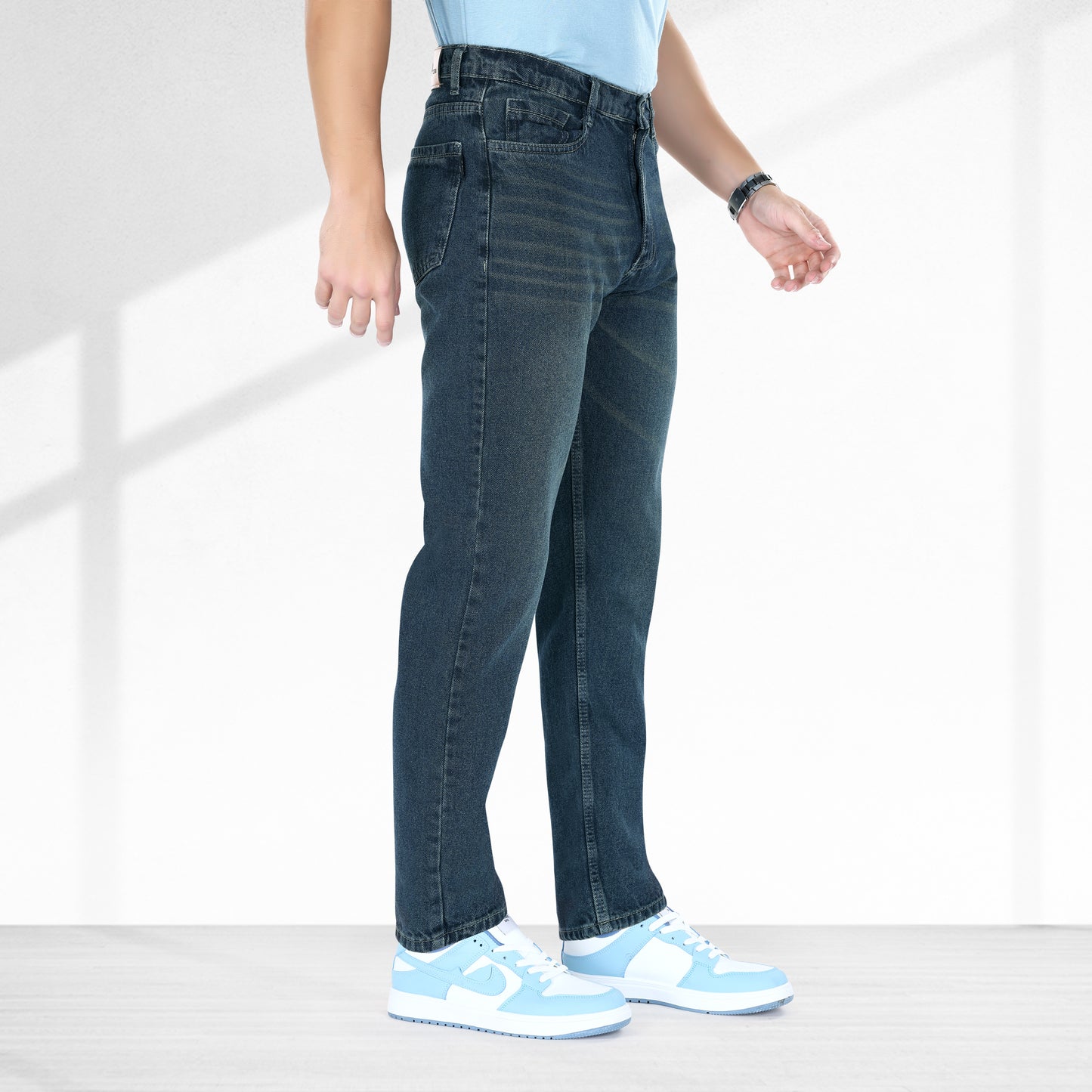 MQ Denim Non Stretchable Dark Blue Mid Rise Cotton Simple Style Timeless Casual wear Men Jeans
