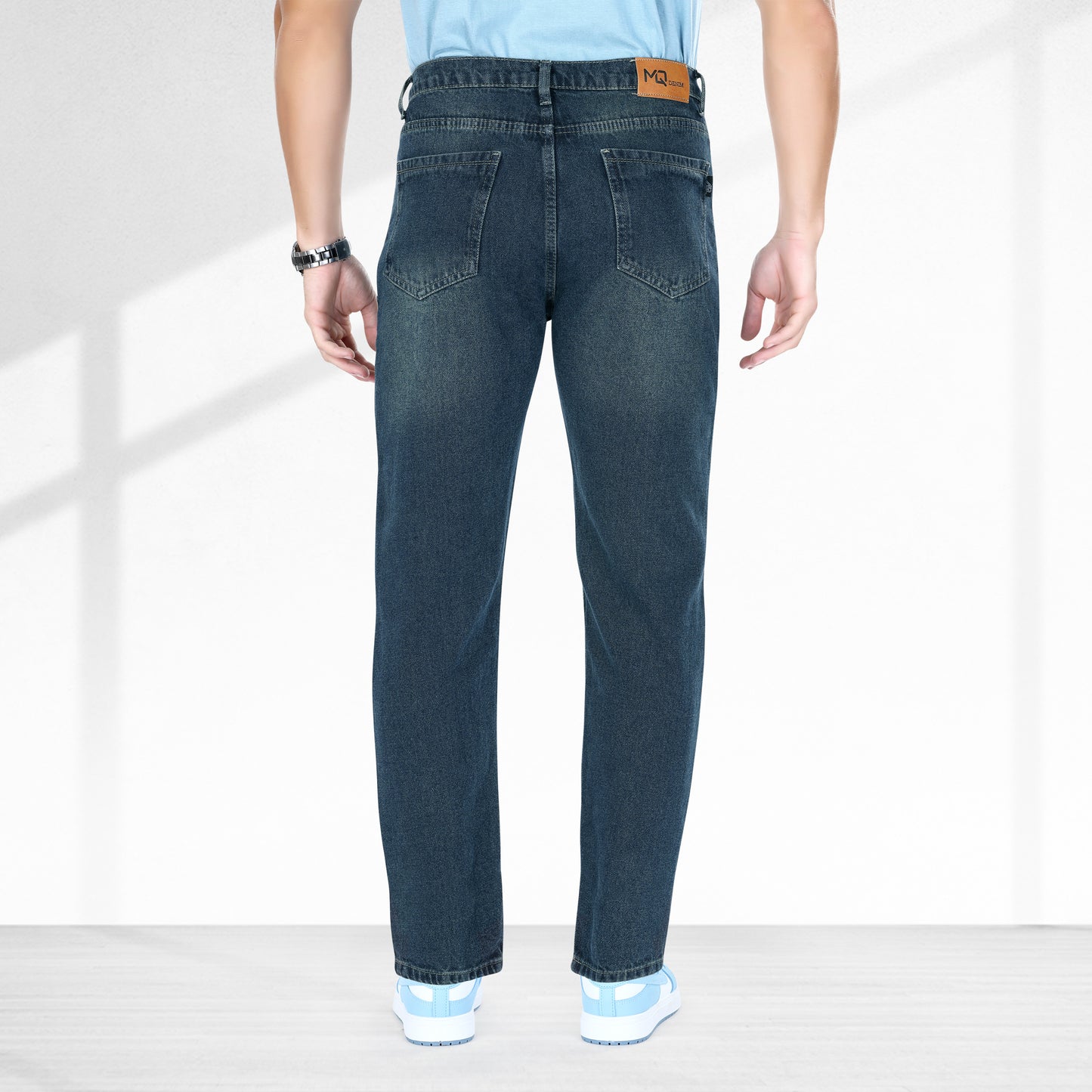 MQ Denim Non Stretchable Dark Blue Mid Rise Cotton Simple Style Timeless Casual wear Men Jeans