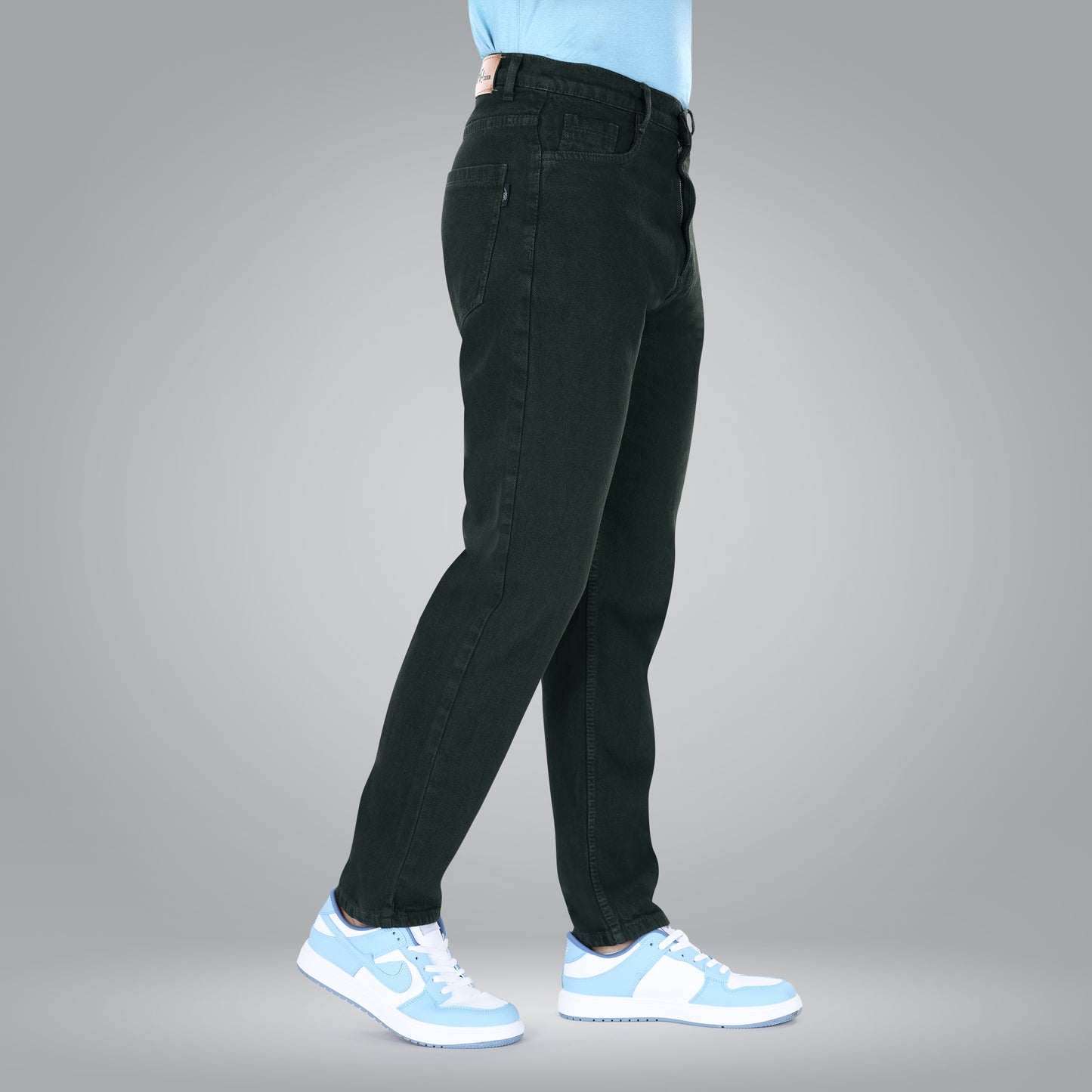 MQ Denim Men's Dark Green Straight Fit Stylish Non Stretch Mid Rise Pure Cotton Crafted with Premium Fabric Relaxed Jeans Available in Variety of Colour
