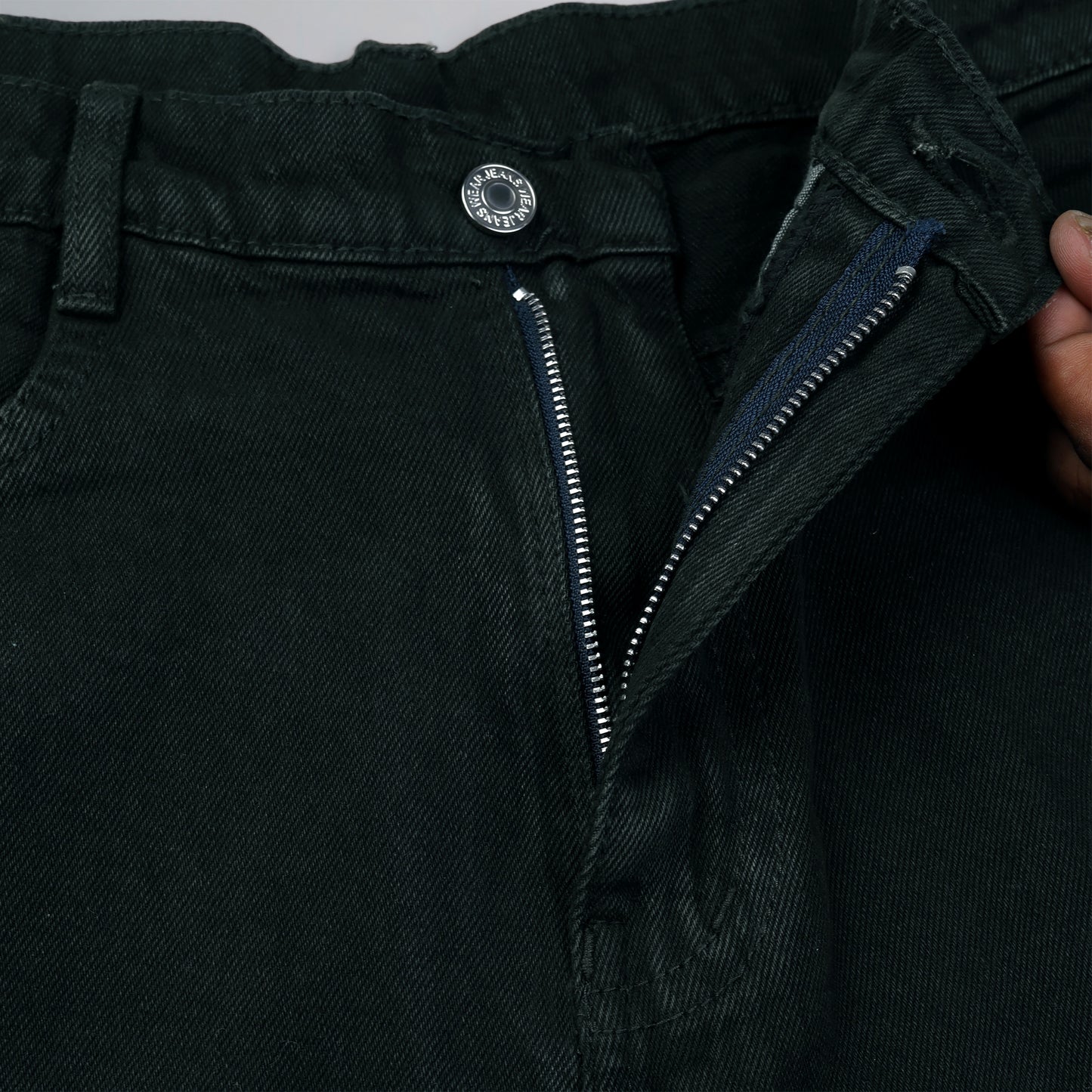 MQ Denim Men's Dark Green Straight Fit Stylish Non Stretch Mid Rise Pure Cotton Crafted with Premium Fabric Relaxed Jeans Available in Variety of Colour