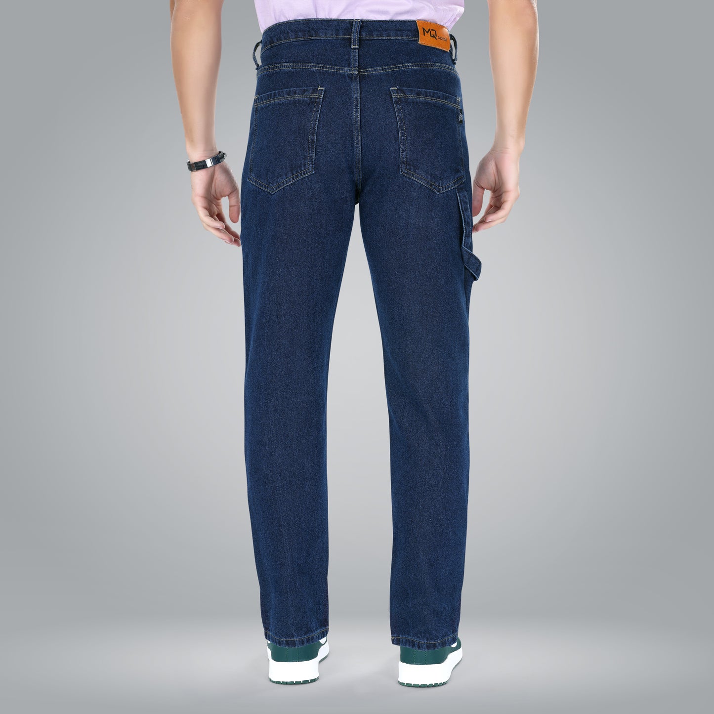MQ Denim Straight Fit Non Stretchable Relaxed Mid Rise Stylish Dark Blue Distressed Men's Jeans - Available in Variety of Colour