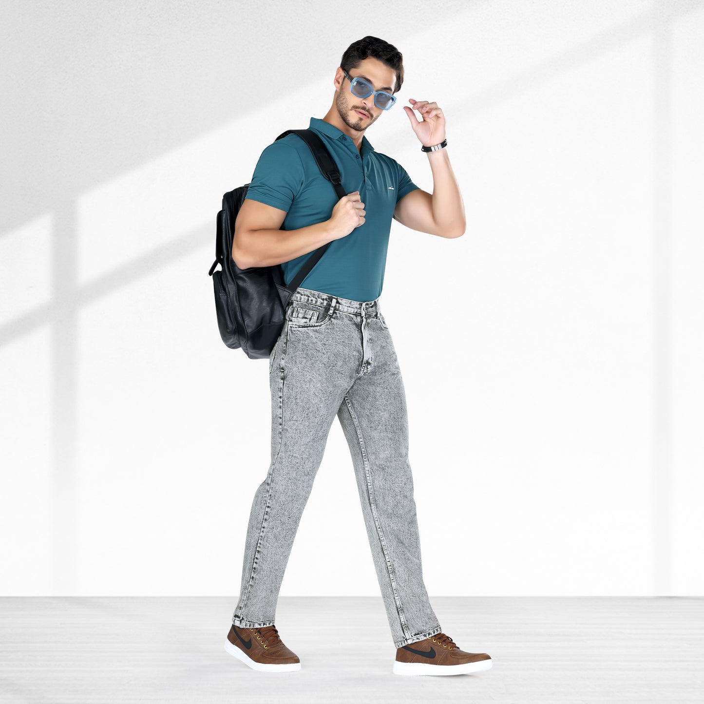 MQ Denim Grey Ballblast Straight Fit Stylish Non Stretch Mid Rise Pure Cotton Crafted with Premium Fabric Relaxed Jeans Available in Variety of Colour