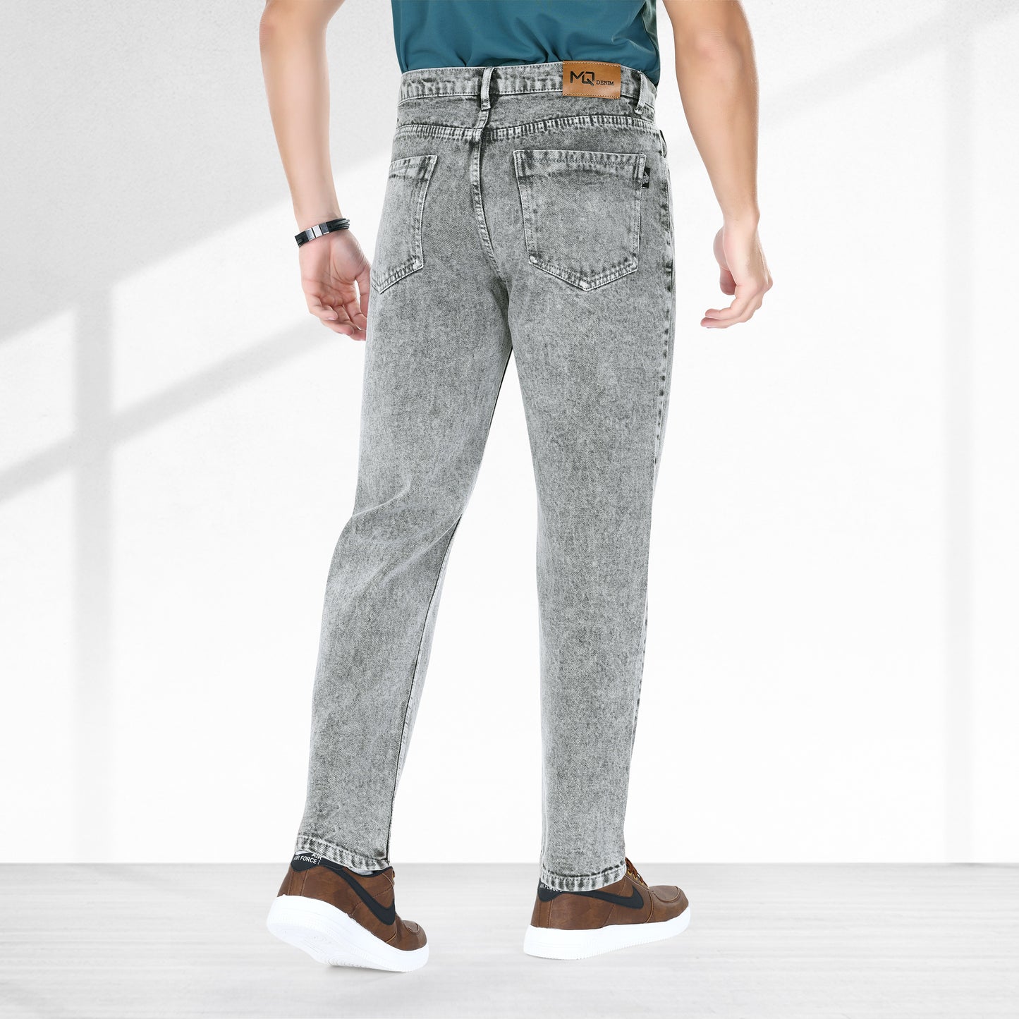 MQ Denim Grey Ballblast Straight Fit Stylish Non Stretch Mid Rise Pure Cotton Crafted with Premium Fabric Relaxed Jeans Available in Variety of Colour