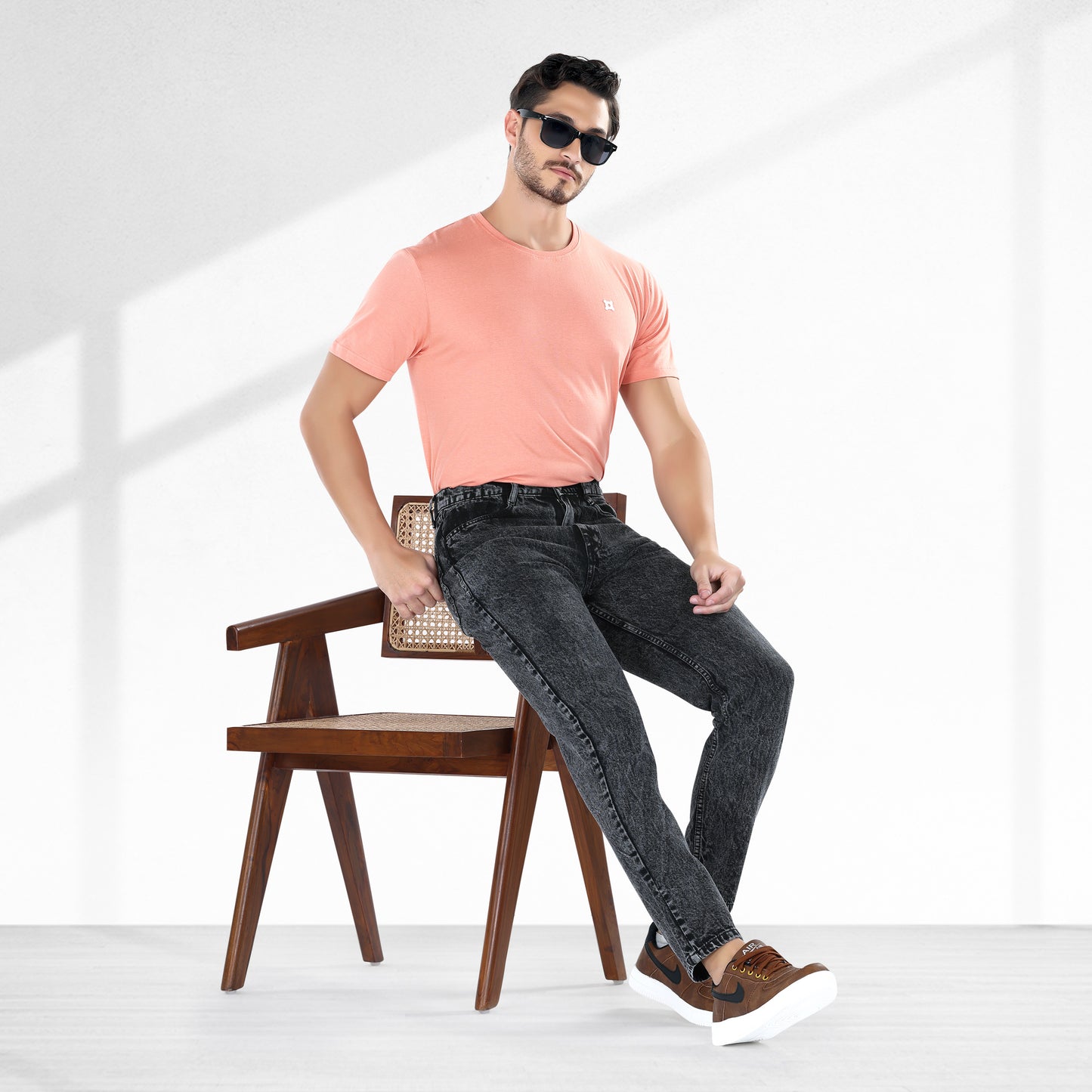 MQ Denim Black Ballblast Straight Fit Stylish Non Stretch Mid Rise Pure Cotton Crafted with Premium Fabric Relaxed Jeans Available in Variety of Colour