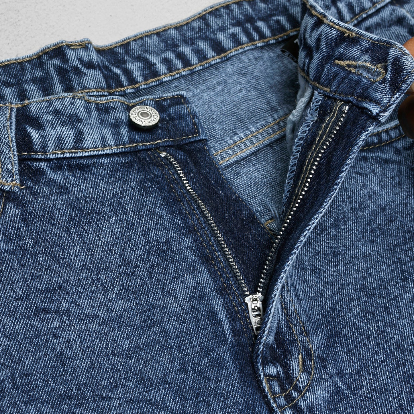 MQ Denim Blue Ballblast Straight Fit Stylish Non Stretch Mid Rise Pure Cotton Crafted with Premium Fabric Relaxed Jeans Available in Variety of Colour