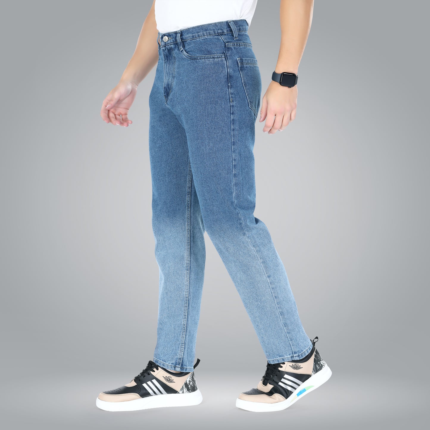 MQ Denim Men's Blue Ombre Style Regular Fit Mid Rise Non-Stretchable Pure Cotton Men's Jeans with Multiple Designs and Colour