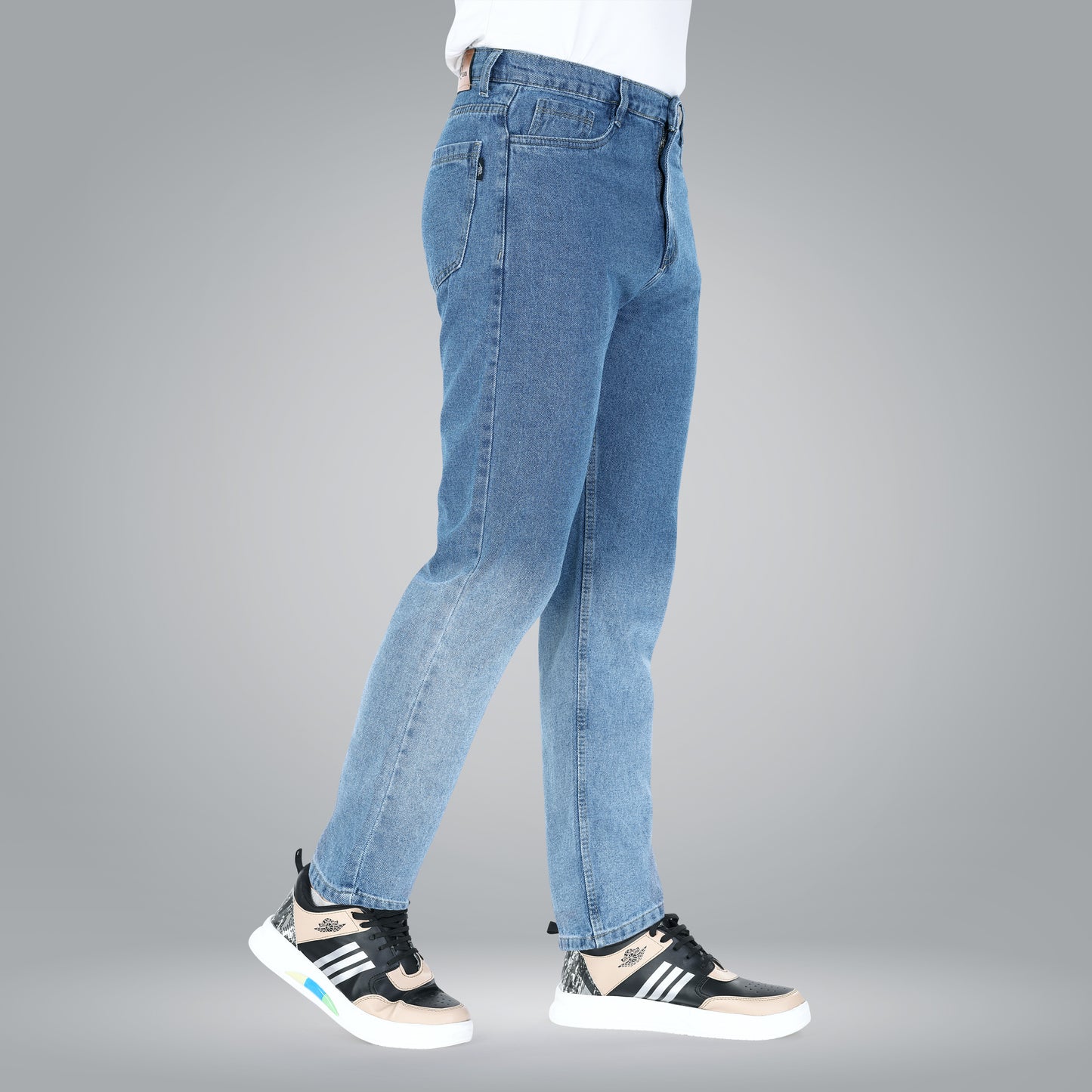 MQ Denim Men's Blue Ombre Style Regular Fit Mid Rise Non-Stretchable Pure Cotton Men's Jeans with Multiple Designs and Colour
