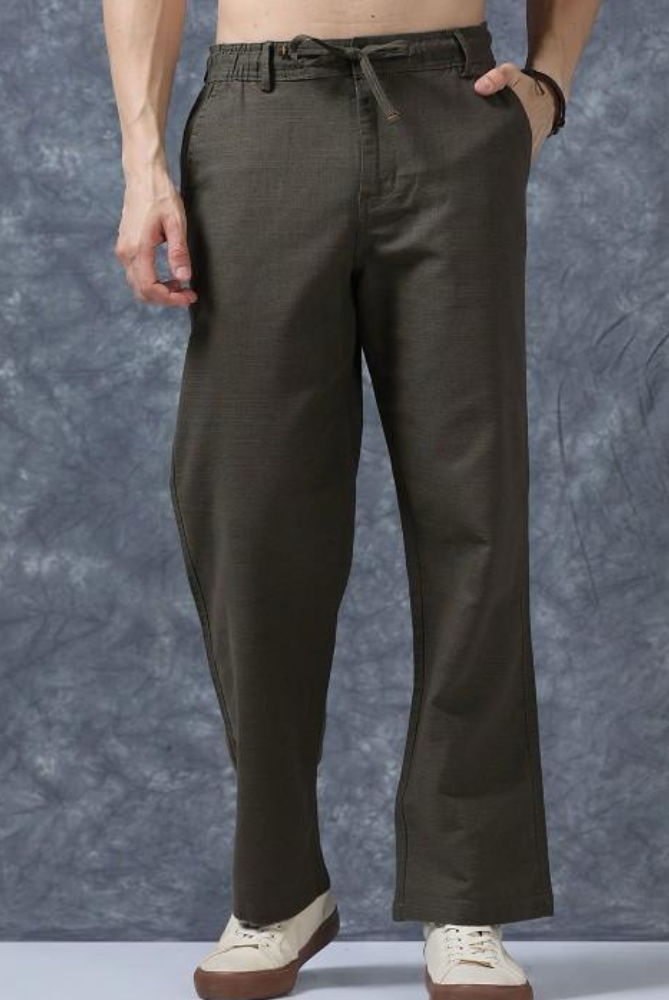 MQ Denims Men's Relaxed Fit Stylish Brown Linen Pants – Lightweight, Breathable, and Versatile Casual Wear