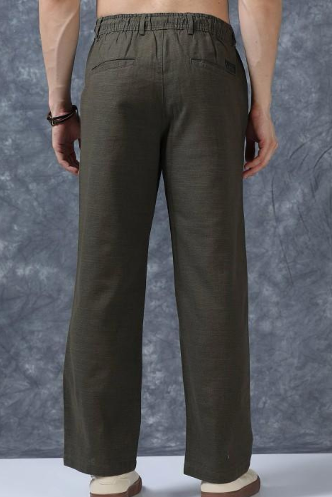 MQ Denims Men's Relaxed Fit Stylish Brown Linen Pants – Lightweight, Breathable, and Versatile Casual Wear