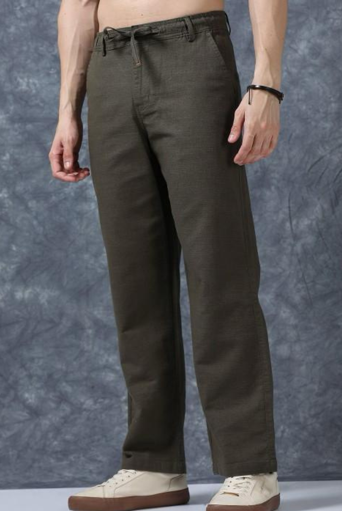 MQ Denims Men's Relaxed Fit Stylish Brown Linen Pants – Lightweight, Breathable, and Versatile Casual Wear