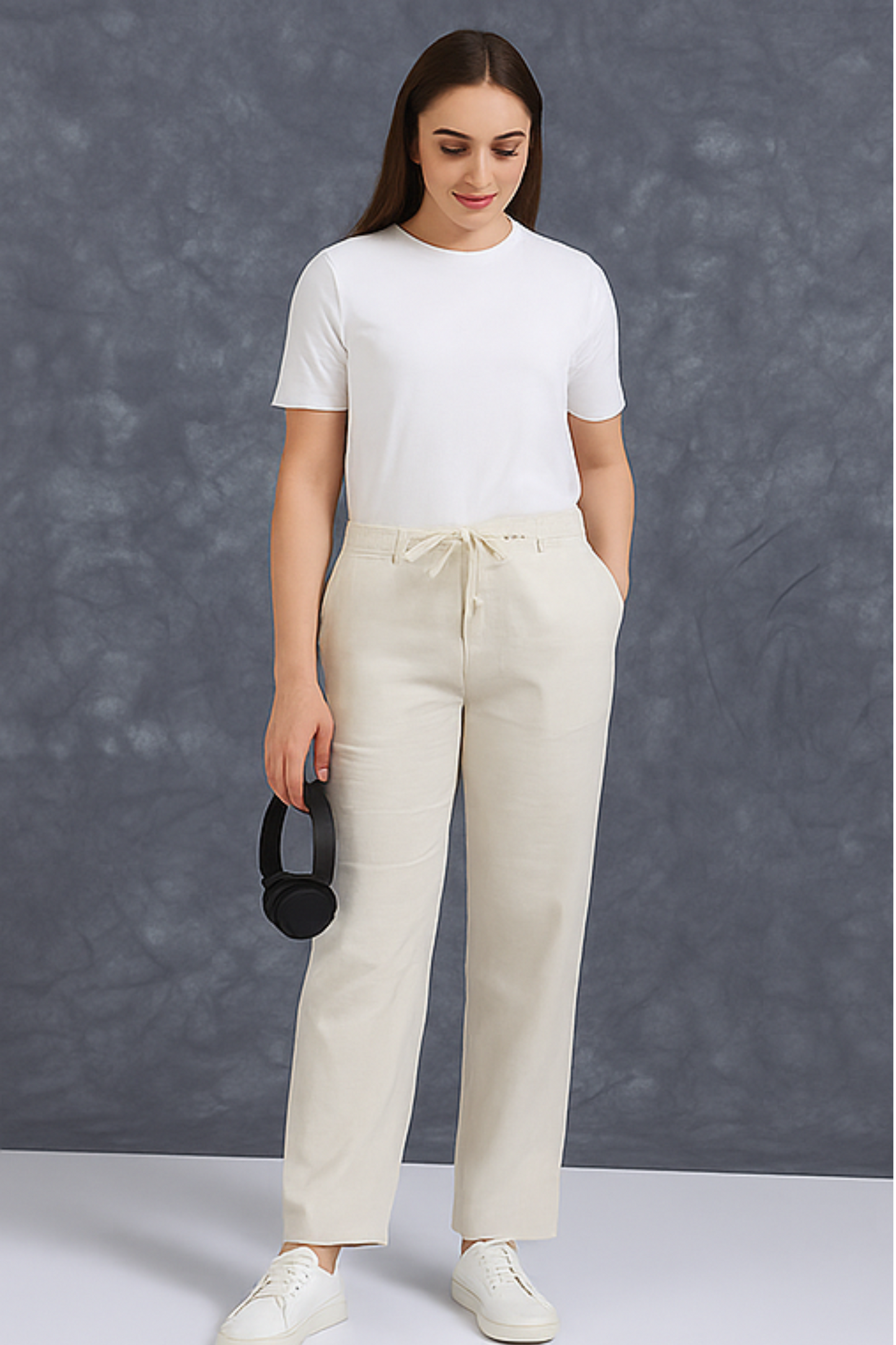 me Queen Women's Relaxed Fit Stylish Beige Linen Pants – Lightweight, Breathable, and Versatile Casual Wear