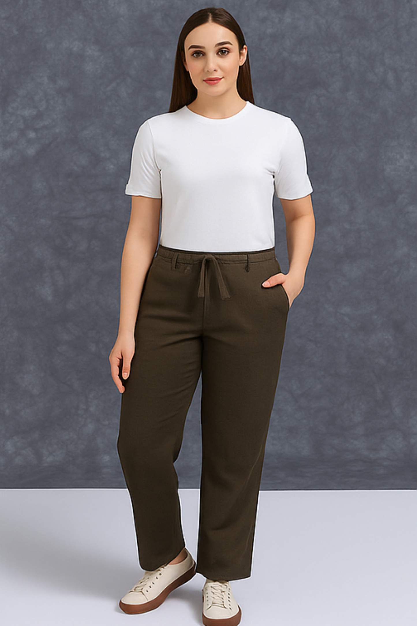 me Queen Women's Relaxed Fit Stylish Brown Linen Pants – Lightweight, Breathable, and Versatile Casual Wear