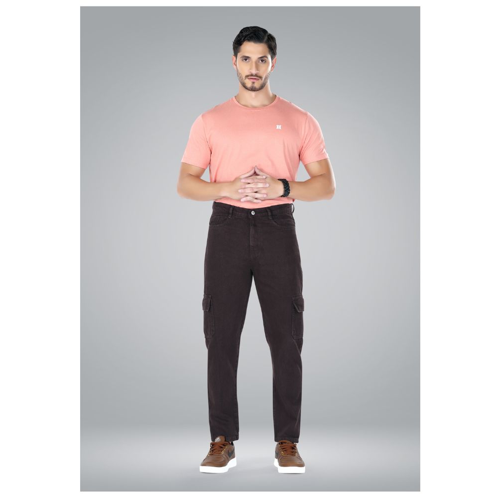 MQ Denim Men's Straight Fit 6-Pocket Cargo Mid Rise Green Jeans, Non-Stretchable and Pure Cotton Denim. Trendy and Comfortable Casual Wear (Copy)