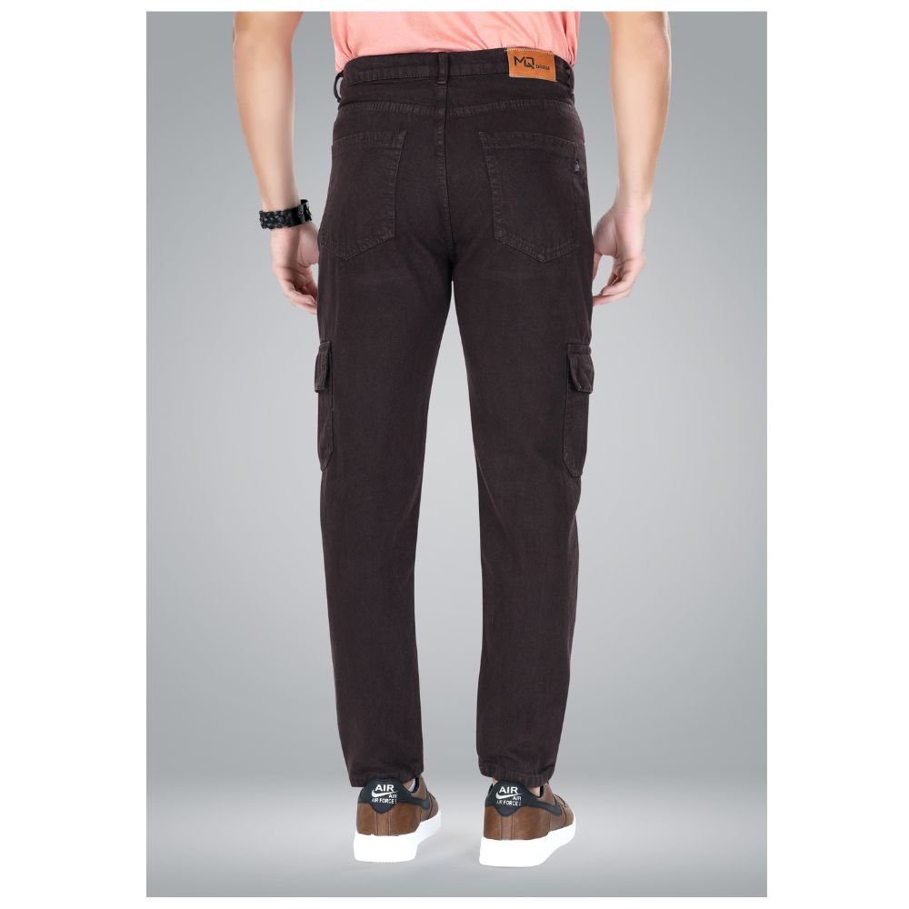 MQ Denim Men's Straight Fit 6-Pocket Cargo Mid Rise Green Jeans, Non-Stretchable and Pure Cotton Denim. Trendy and Comfortable Casual Wear (Copy)