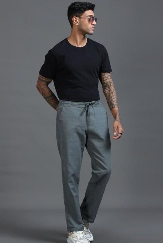 MQ Denims Men's Relaxed Fit Stylish Grey Linen Pants – Lightweight, Breathable, and Versatile Casual Wear