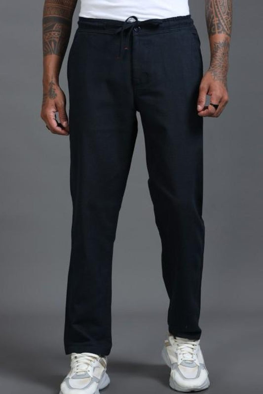 MQ Denims Men's Relaxed Fit Stylish Black Linen Pants – Lightweight, Breathable, and Versatile Casual Wear