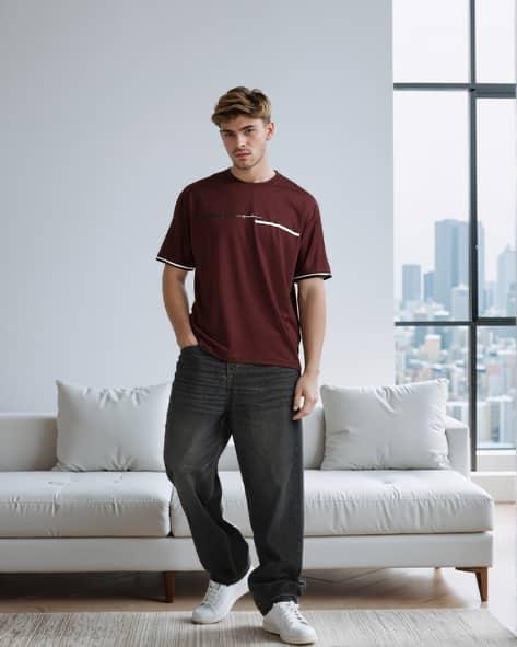 M Q Jeans Men’s Straight Fit Loose Denim Jeans | Mid Wash Whisker Spray | Heavy Cotton Casual Wear | Black