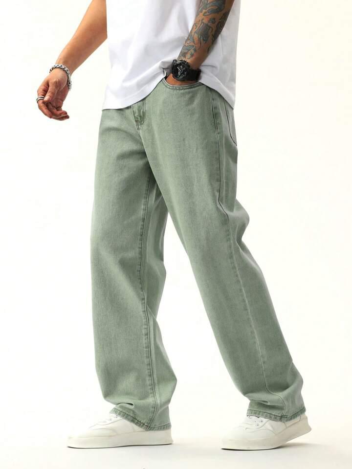 MQ Denim Men's Wide Leg Mid Rise Pista Cargo Jeans, Non-Stretchable and Pure Cotton Denim. Trendy and Comfortable Casual Wear.