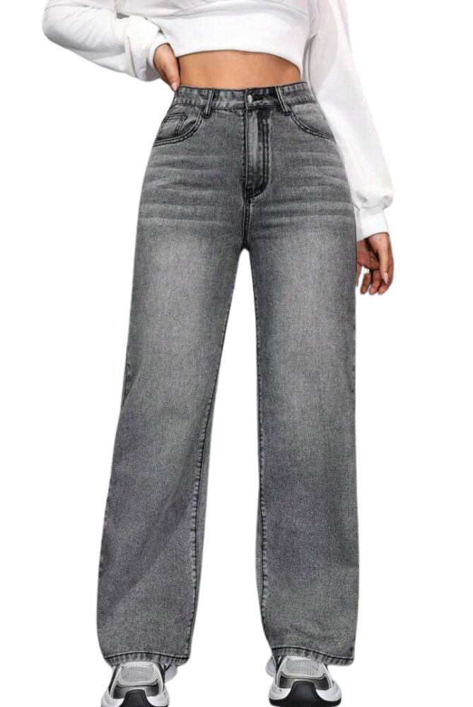me Queen wide leg flare loose fit baggy women's Grey Color jeans