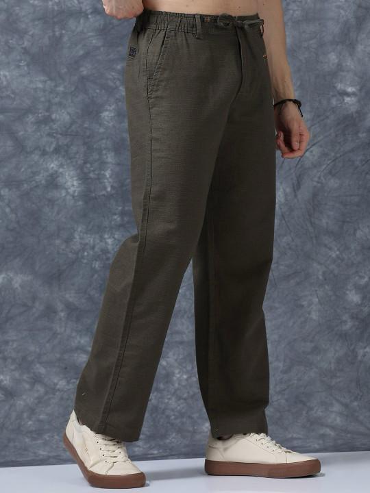 MQ Denims Men's Relaxed Fit Stylish Brown Linen Pants – Lightweight, Breathable, and Versatile Casual Wear