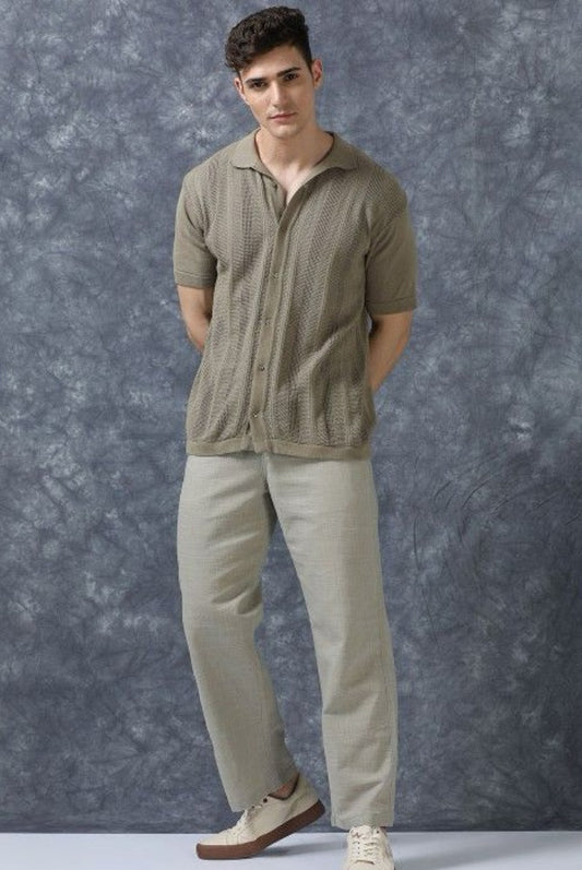 MQ Denims Men's Relaxed Fit Stylish Linen Green Pants – Lightweight, Breathable, and Versatile Casual Wear