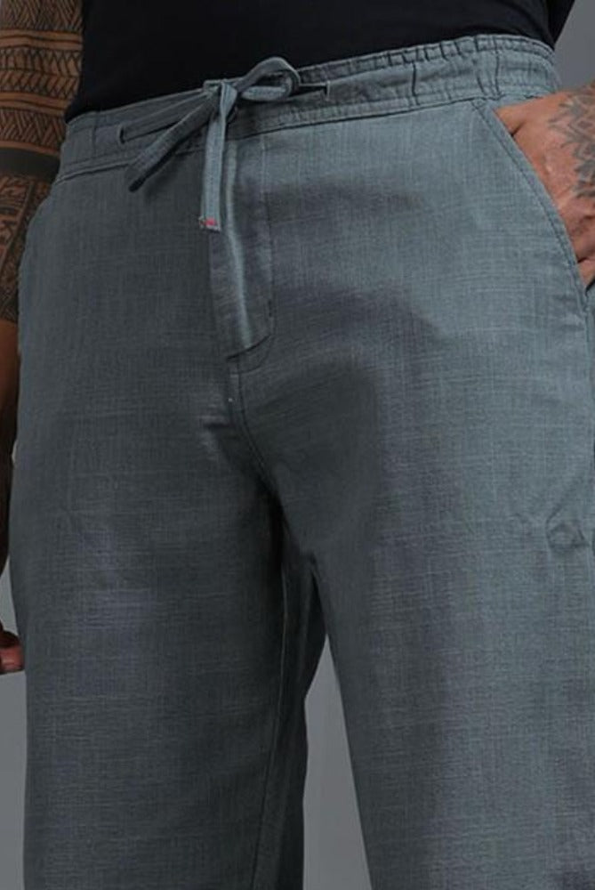 MQ Denims Men's Relaxed Fit Stylish Grey Linen Pants – Lightweight, Breathable, and Versatile Casual Wear