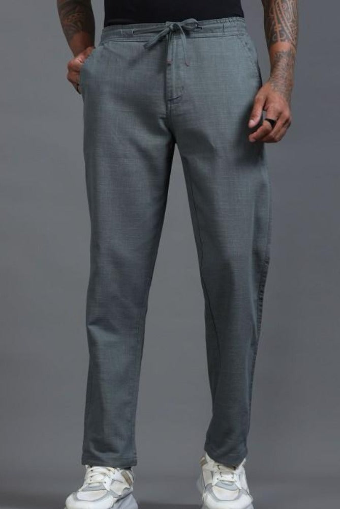 MQ Denims Men's Relaxed Fit Stylish Grey Linen Pants – Lightweight, Breathable, and Versatile Casual Wear
