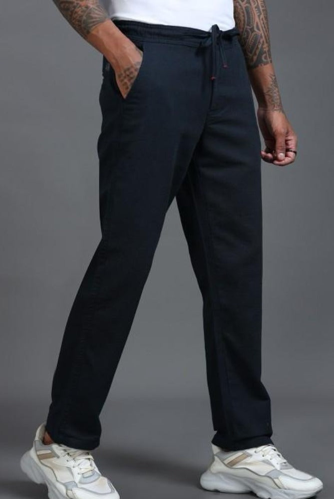 MQ Denims Men's Relaxed Fit Stylish Black Linen Pants – Lightweight, Breathable, and Versatile Casual Wear