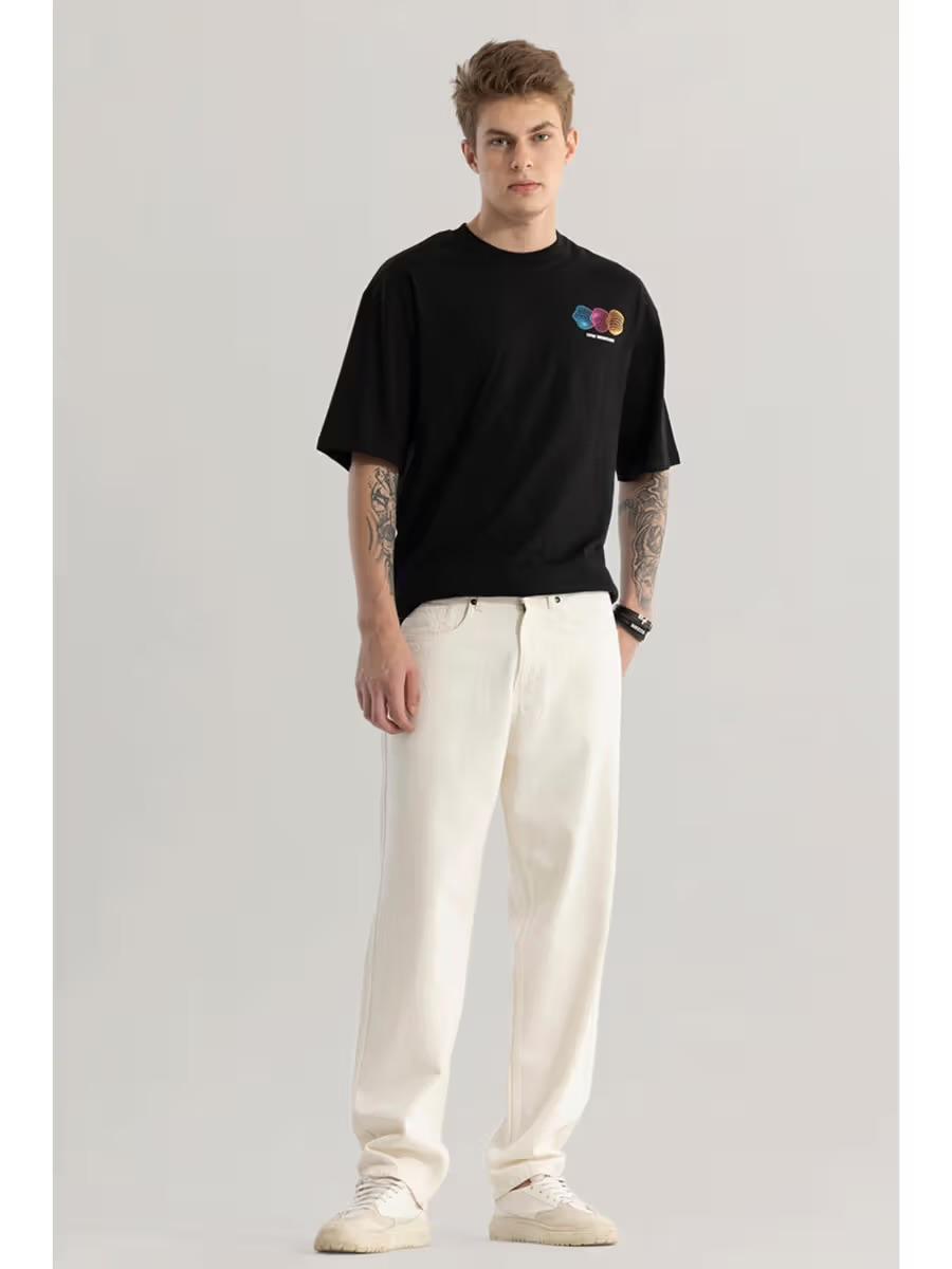 M Q Denim Men Cream Straight Fit Denim Jeans | Mid Rise | Soft Cotton Fabric | Everyday Style