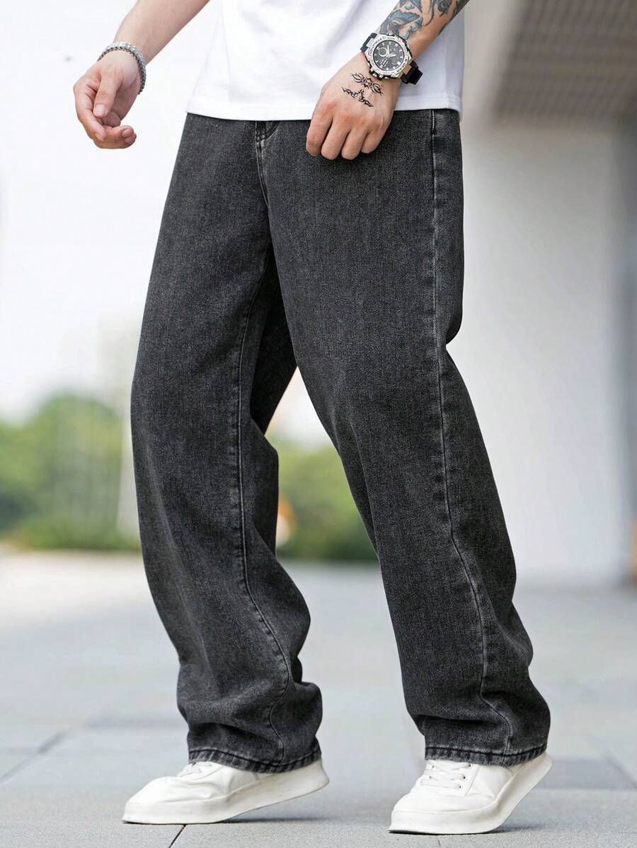 M Q Denim Jeans Men's Regular Fit 100% Charcoal Black Cotton Jeans | Soft, Durable Denim | Mid Rise Casual Stylish Comfort Wear for Daily Use